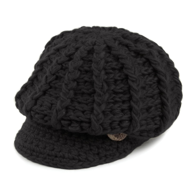 Scala Hats Letizia Crochet Peaked Beanie Hat – Black 1-Size