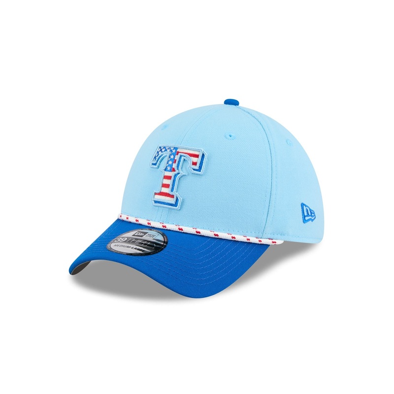 Texas Rangers Independence Day 2025 39THIRTY Stretch Fit Hat S/M