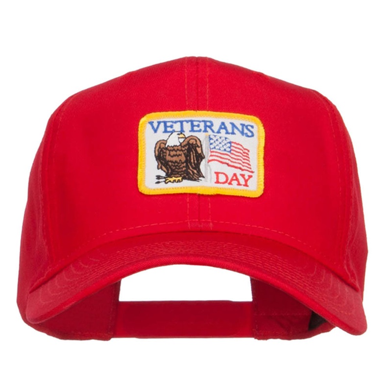 US Veterans Day Flag Patched Cap Red One Size