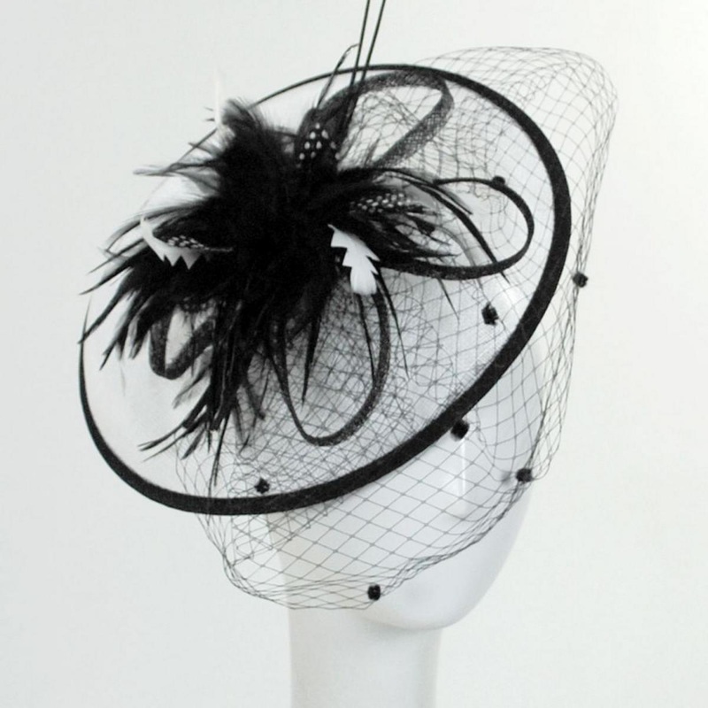 Velo Fascinator Hat WHITE/BLACK ONE SIZE FITS MOST
