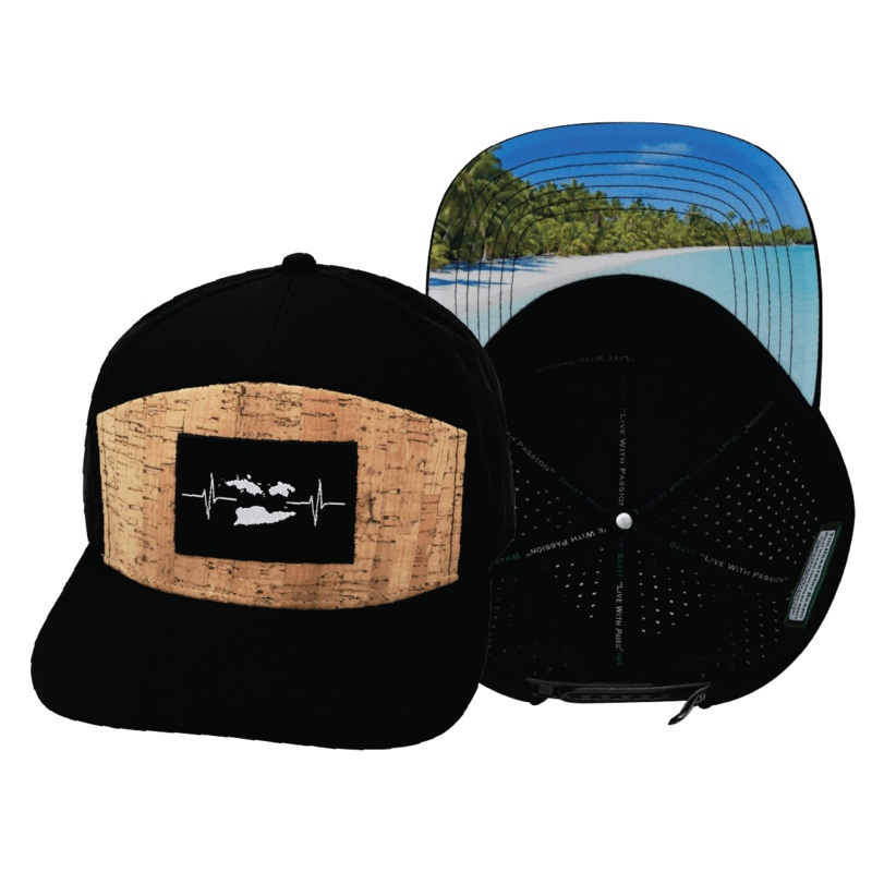 Virgin Islands Hat – Flat Bill – Cork – Black – Laser Mesh