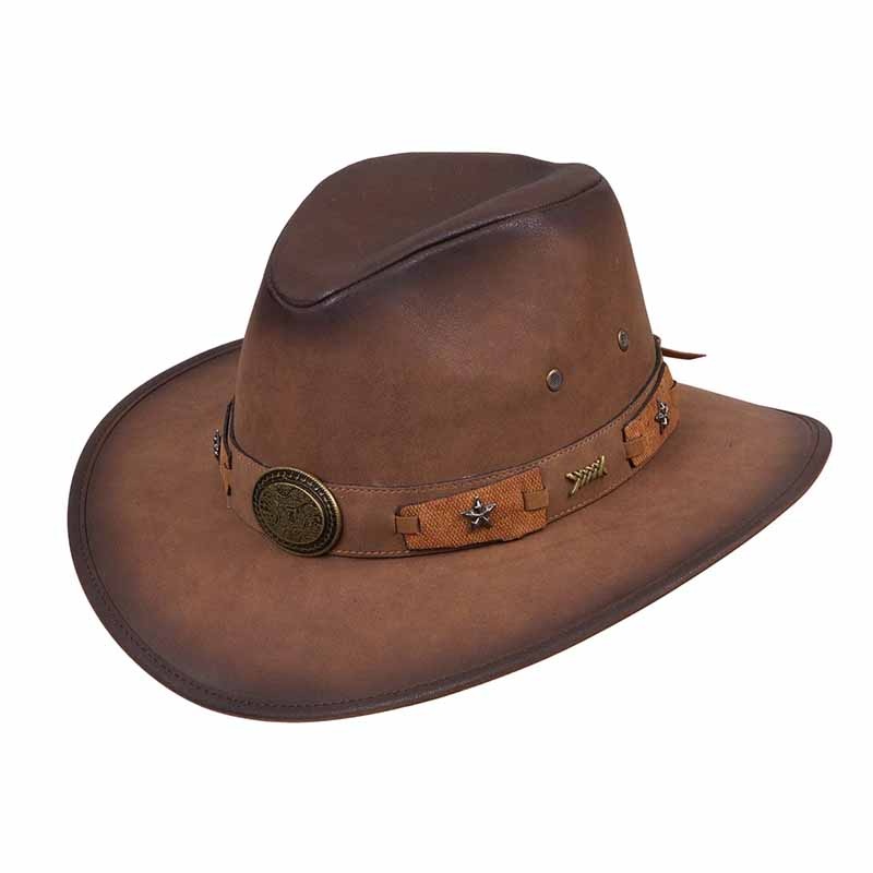 Western Safari Style Hat with Brass Concho – Kenny Keith Brown Medium (57 cm)