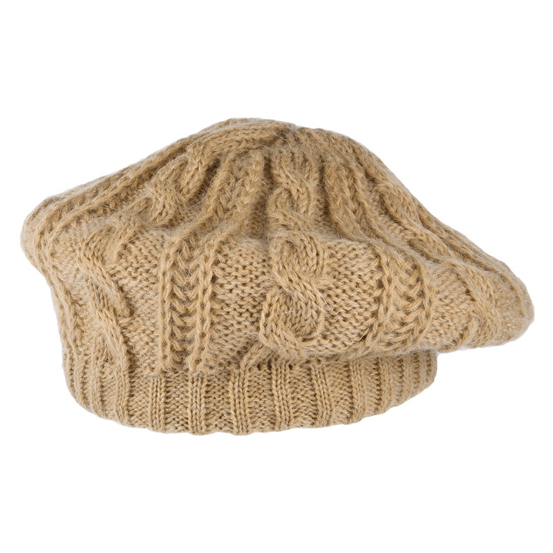 Whiteley Hats Cable Knit Beret – Camel 1-Size