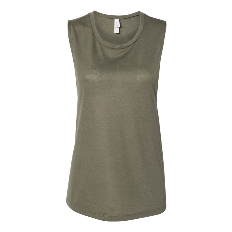 Bella + Canvas 8803 Women’s Flowy Scoop Muscle Tank – Military Green Military Green S