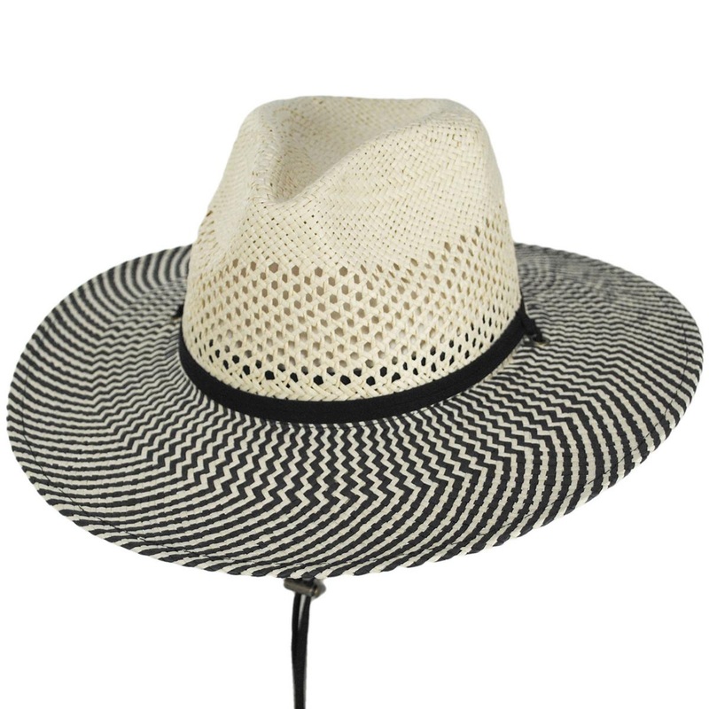 Chevron Toyo Straw Aussie Fedora Hat BLACK ONE SIZE FITS MOST