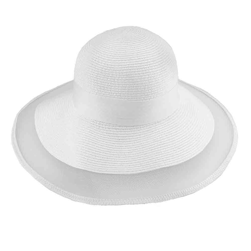 Classic Braid Hat with Tulle Edge Brim – Something Special White