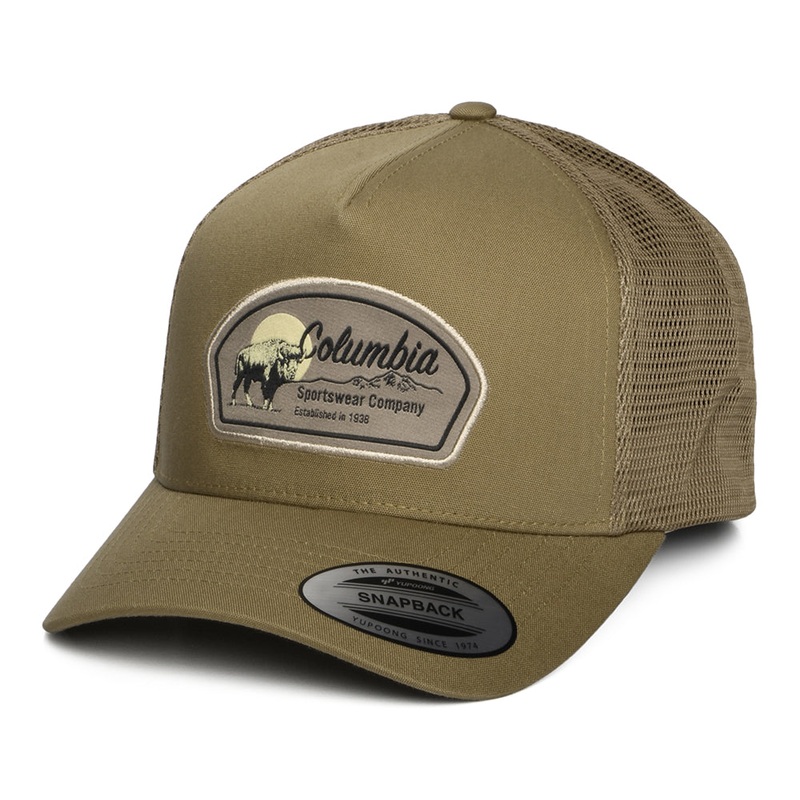 Columbia Hats Buffalo Roam Road Ready Trucker Cap – British Tan Adjustable