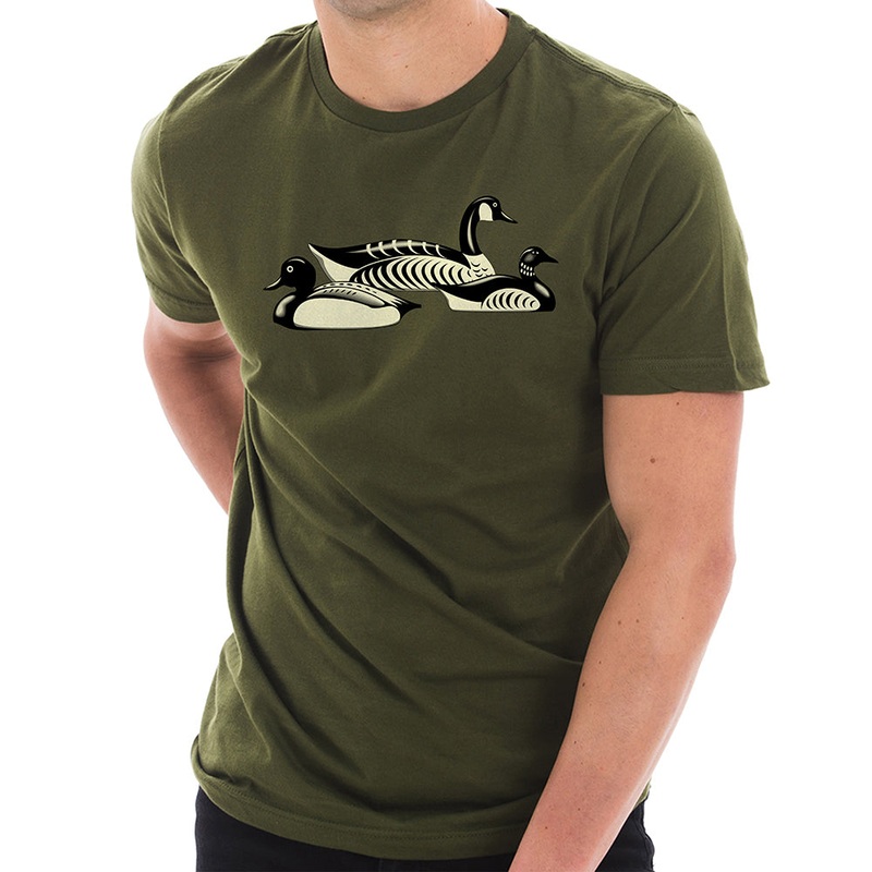 Decoy Duck and Goose Graphic Design Deluxe Jersey T-Shirt Army Green XS