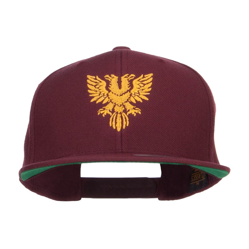 Double Headed Eagle Embroidered Snapback Cap Maroon One Size