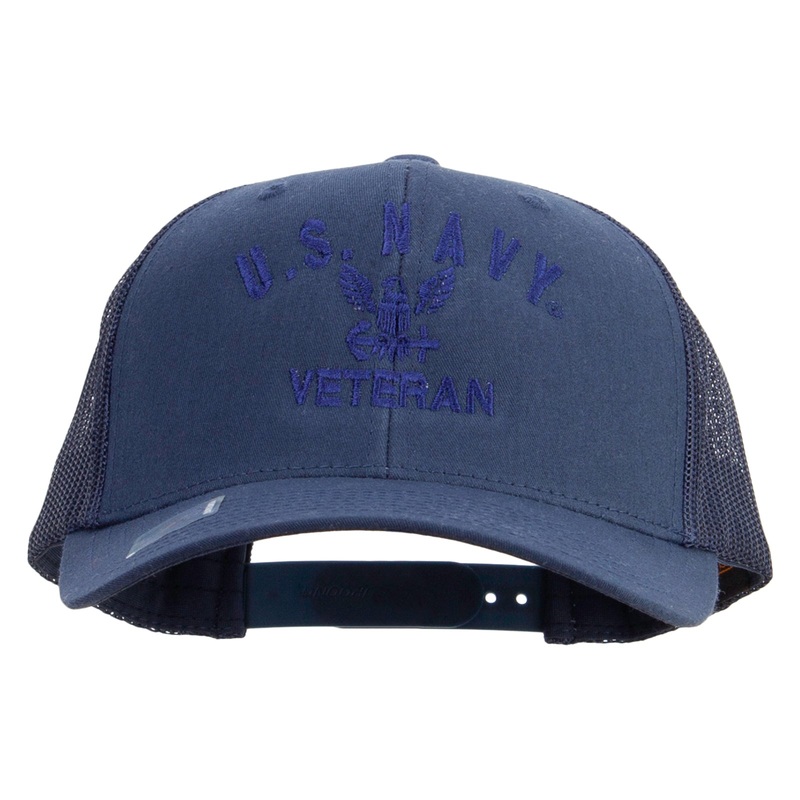 Eagle Navy Veteran Embroidered Retro Trucker Cap Navy One Size
