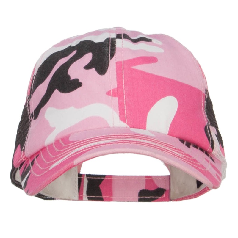 Enzyme Washed Camouflage Trucker Cap Blue Camo One Size