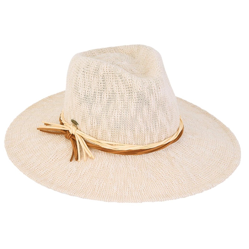 Froid Knit Safari Hat with Twisted Faux Suede Band – Adora Hats Ivory M/L (58 cm)