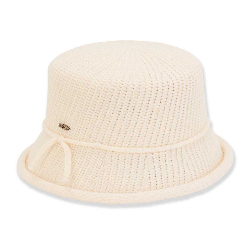 Knit Bucket Hat with Curled Brim – Adora Wool Hats Ivory Medium (57.5 cm)