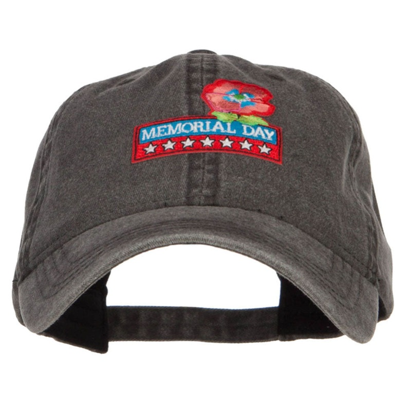 Memorial Day Flower Patched Washed Cap Black One Size
