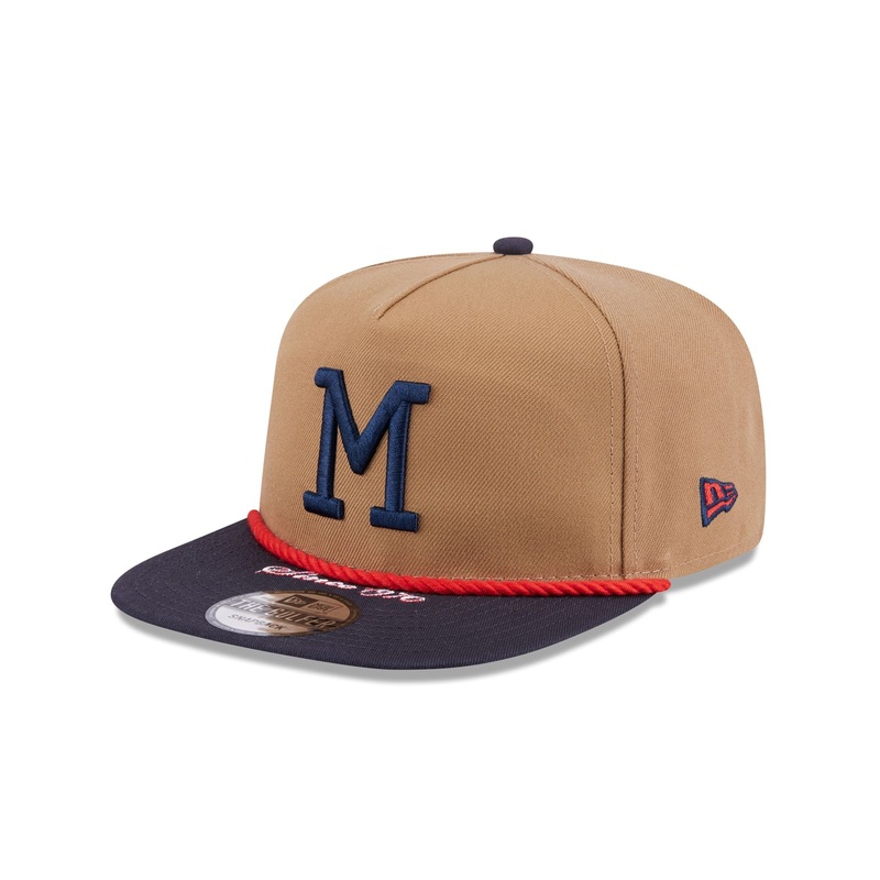 Milwaukee Braves Khaki Rope Golfer Hat One Size