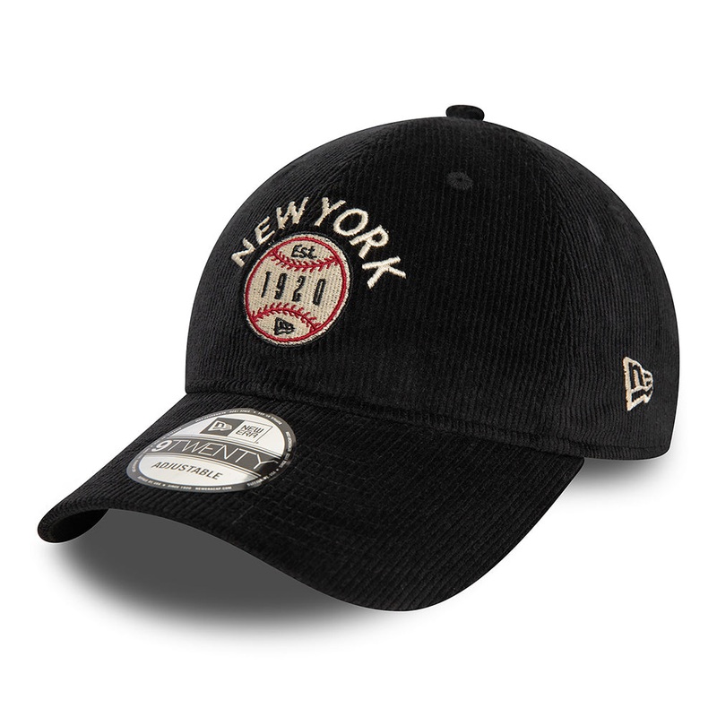 New Era 9TWENTY New York Baseball Cap – NE Cord – Black Adjustable