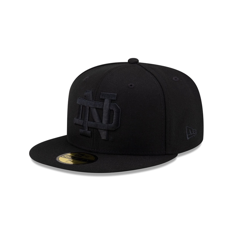 Notre Dame Fighting Irish Black on Black 59FIFTY Fitted Hat 7