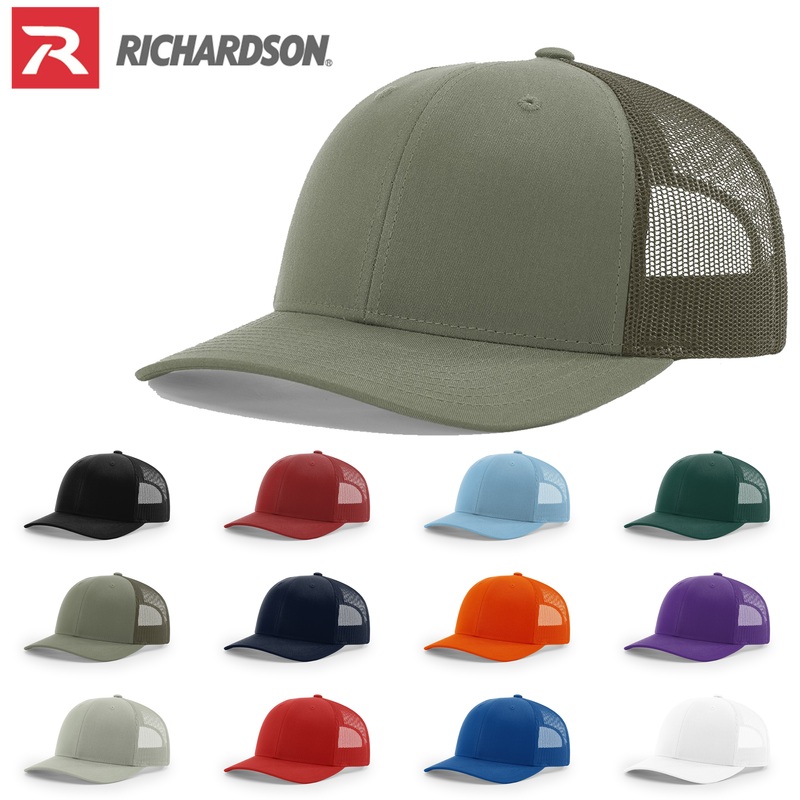 Richardson 112 Trucker Cap Solid Hats Solid Colors One Color Black