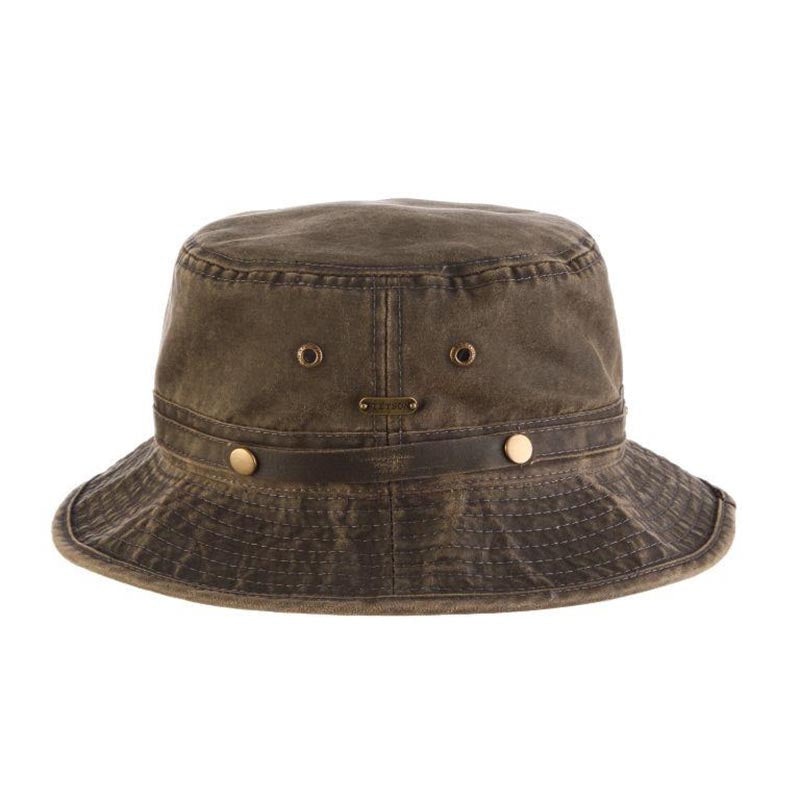 Roll-Up Weathered Cotton Bucket Hat – Stetson Hats Brown M (22 1/2″)