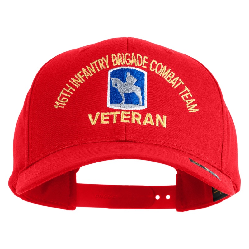 U.S. Army 116th Infantry Brigade Combat Team Embroidered Retro Cotton Blend Snapback Cap Red One Size