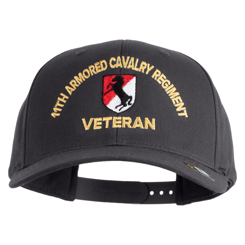 U.S. Army 11th Armored Cavalry Regiment Embroidered Retro Cotton Blend Snapback Cap Charcoal One Size
