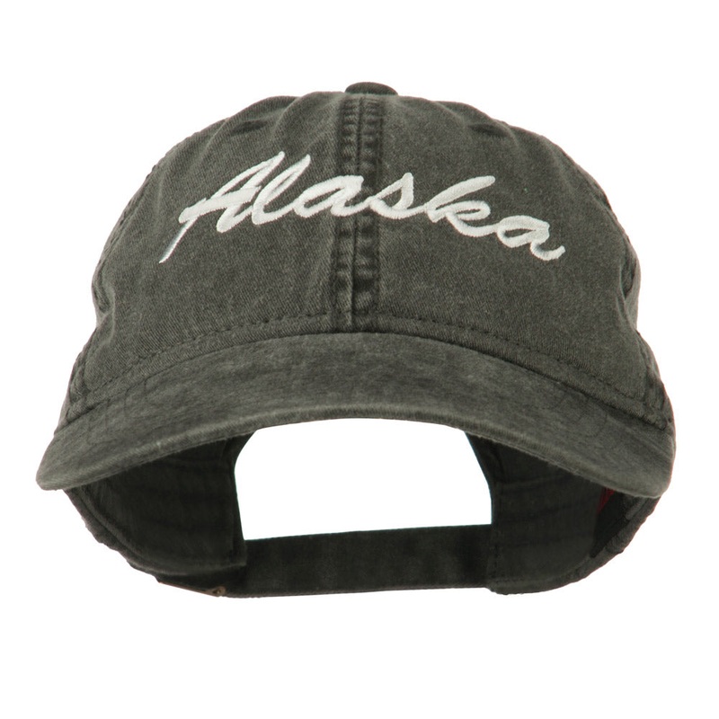 US State Alaska Embroidered Washed Cap Black One Size