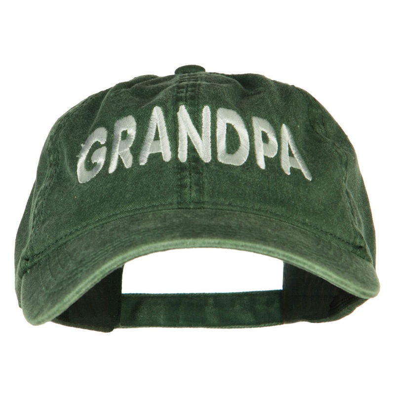 Wording of Grandpa Embroidered Washed Cap Dark Green One Size