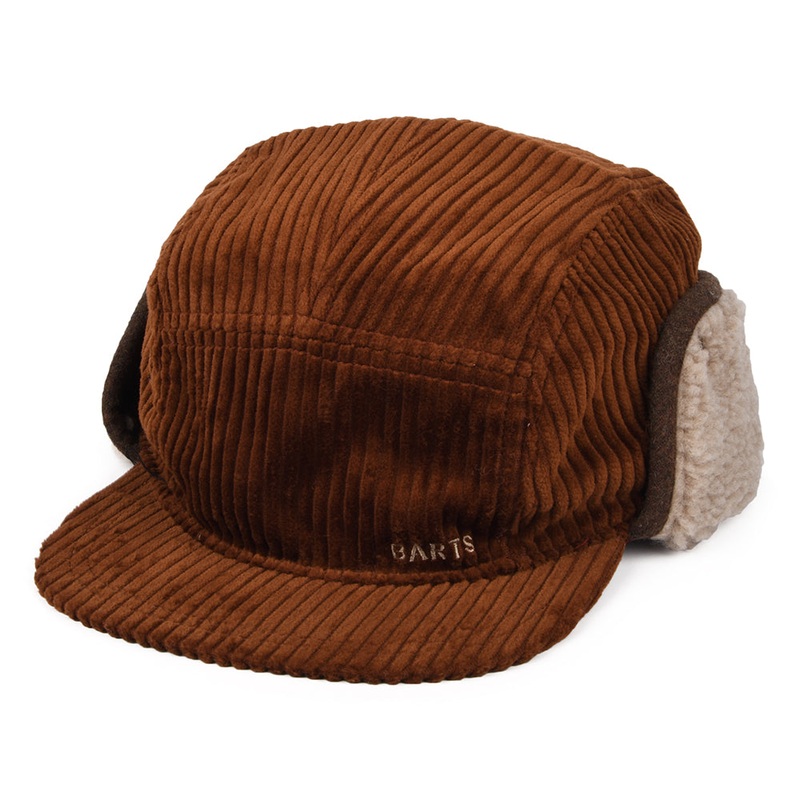 Barts Hats Rayner Corduroy 5 Panel Cap with Earflaps – Rust 1-Size