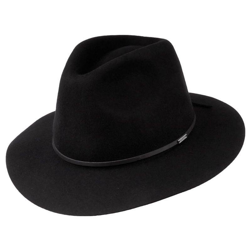 Brixton Hats Wesley Wool Felt Fedora Hat – Black Small-56cm