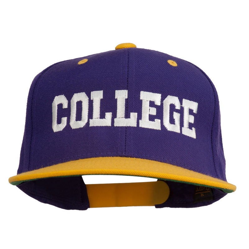 College Embroidered Snapback Cap Purple Gold One Size
