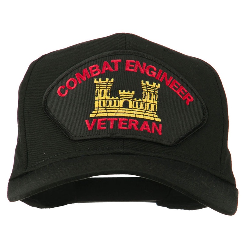 Combat Engineer Veteran Military Patch Cap Black One Size
