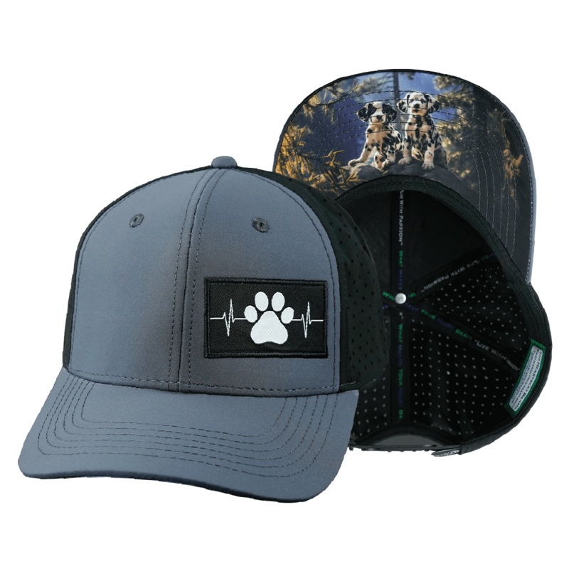 Dog Hat – Baseball Hat Fit – Charcoal / Black – Laser Mesh