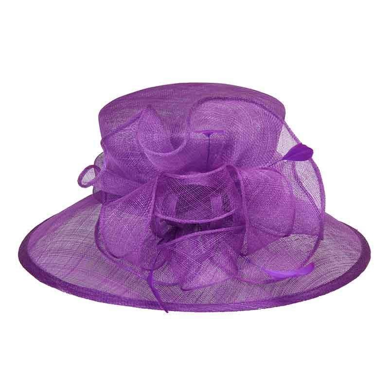 Downsloping Brim Sinamay Hat with Loopy Center Purple