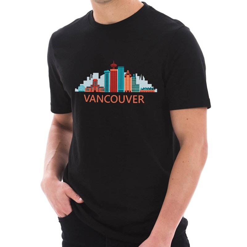 Downtown Vancouver Graphic Design Deluxe Jersey T-Shirt Black XS