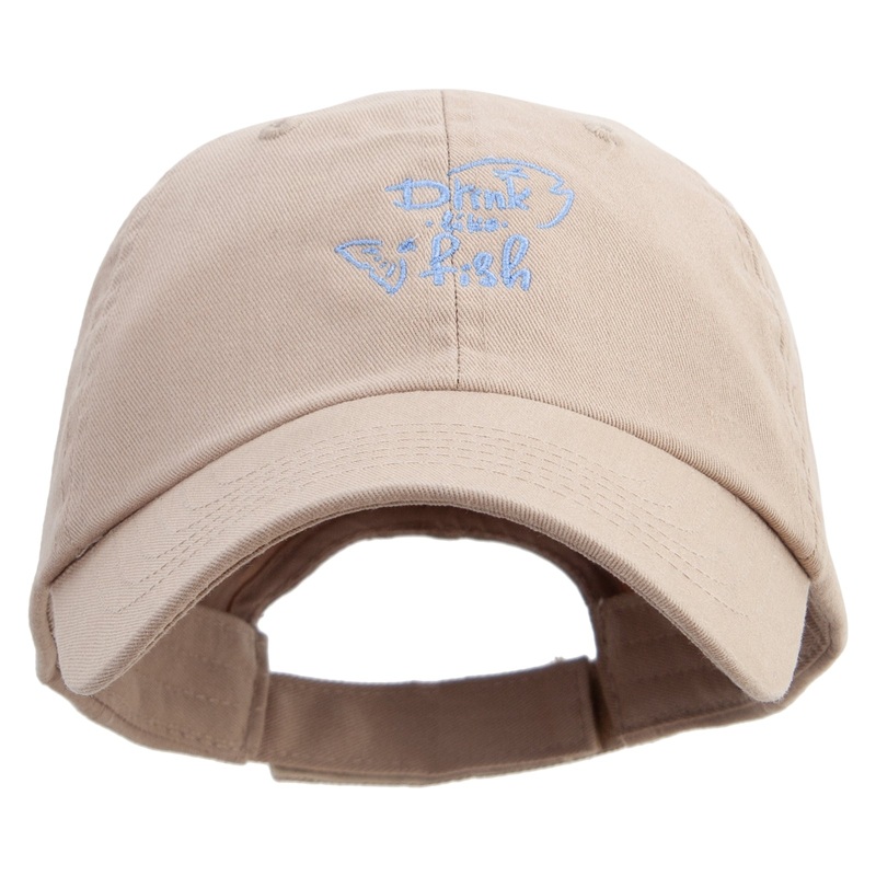 Drink Like A Fish Embroidered Low Profile Washed Cap Khaki One Size