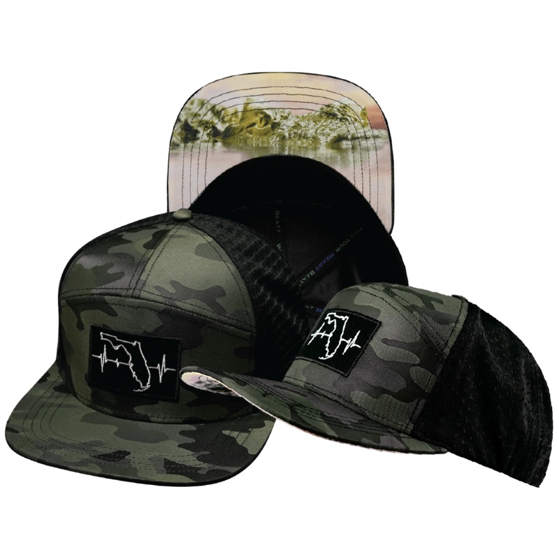 Florida Hat – Flat Bill – Green Camo / Black – Jersey Mesh