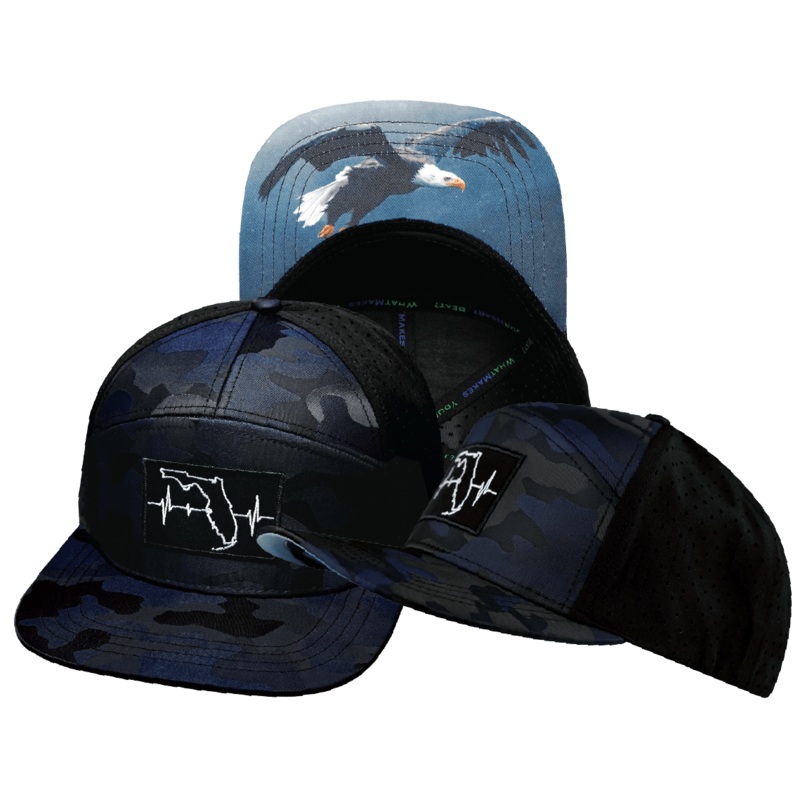 Florida Hat – Flat Bill – Navy Camo / Black – Laser Mesh