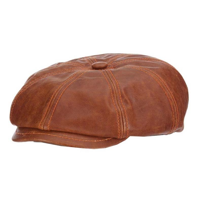 Harper Goat Leather Newsboy Cap – Stetson Hat Saddle Medium