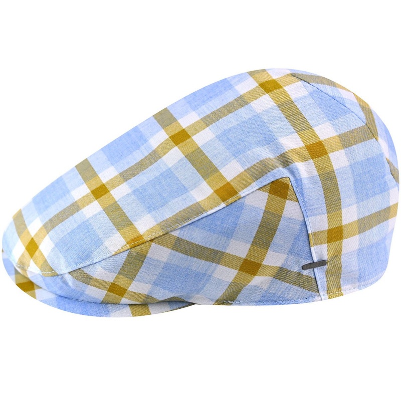 Helmer Flat Cap Light Blue Plaid S