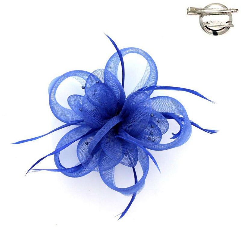 Loopy Mesh Flower Brooch Royal Blue