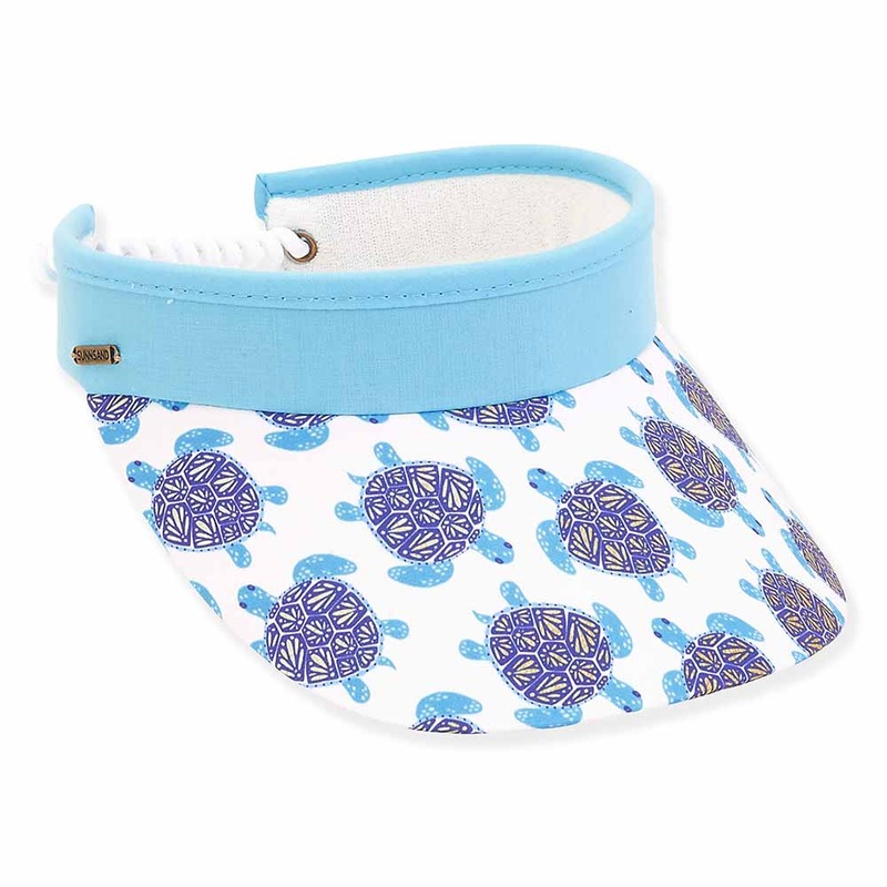 Melon Sea Turtle Sun Visor with Coil Closure – Sun ‘N’ Sand Hats Blue