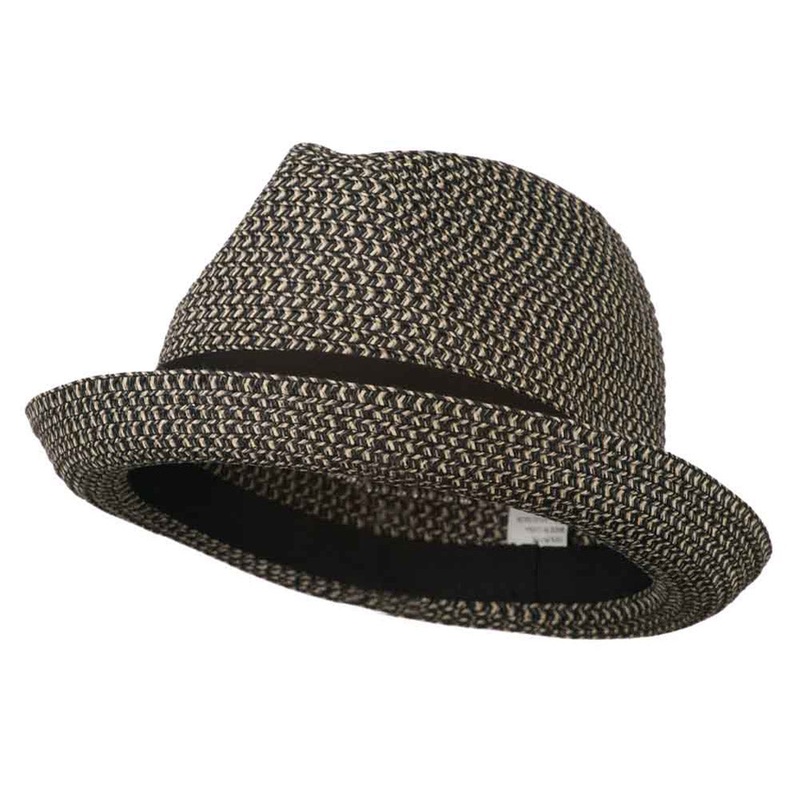 Men’s Fedora with Paper Straw Braid Black Grey L