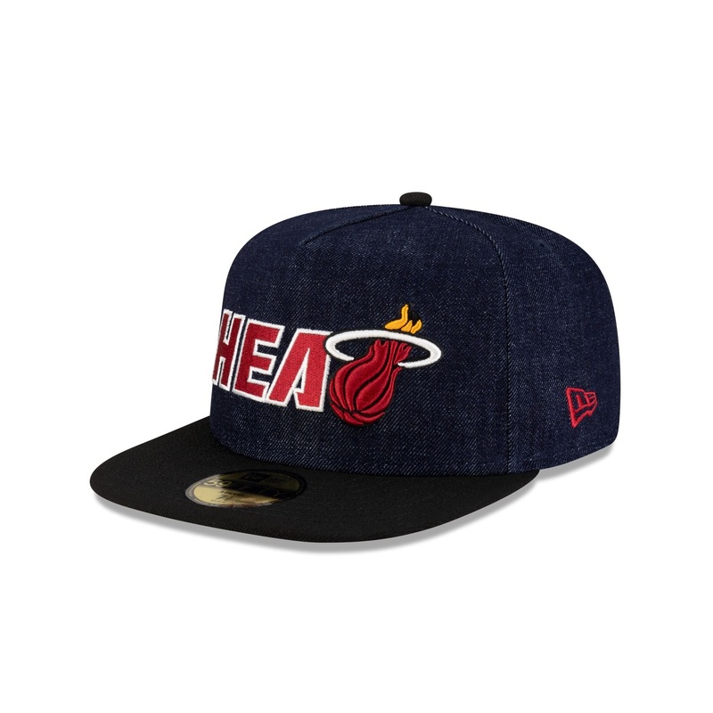 Miami Heat Navy Denim 59FIFTY A-Frame Fitted Hat 7