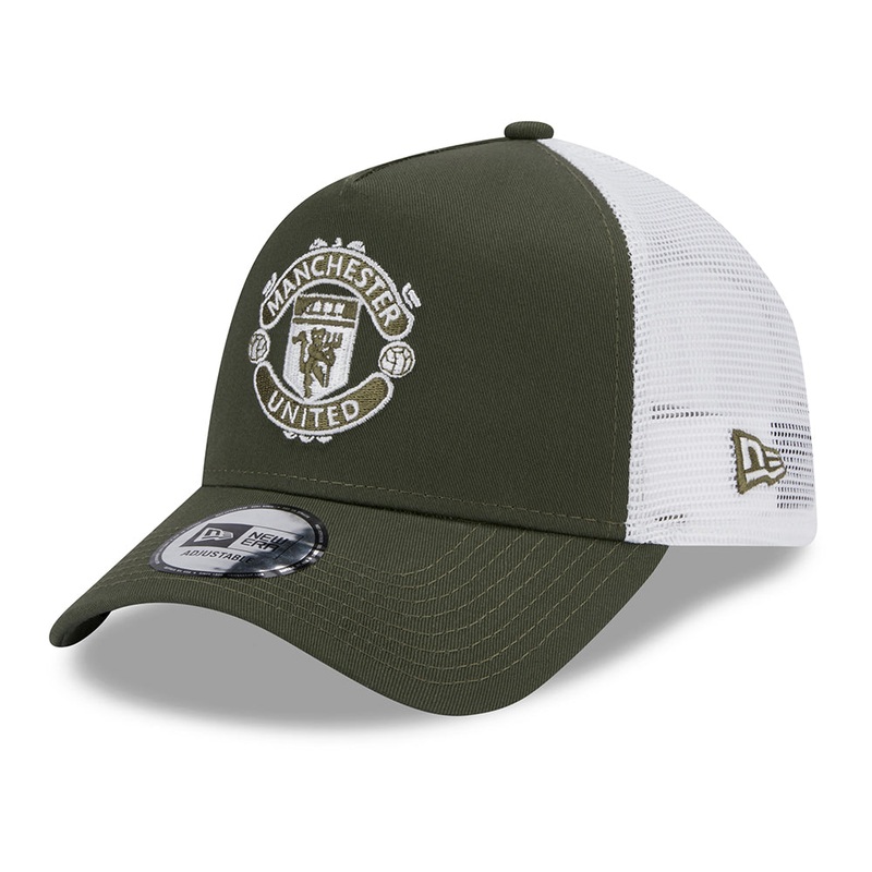 New Era Manchester United FC A-Frame Trucker Cap – Seasonal – Olive-White Adjustable