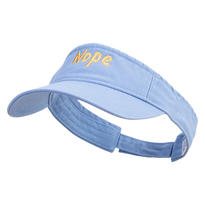 Nope Embroidered Pro Style Cotton Twill Washed Visor Lt Blue One Size