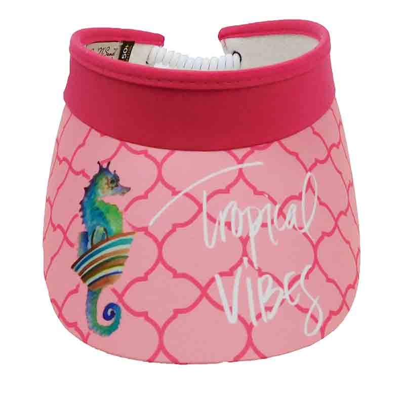 Pink Sea Horse Cotton Sun Visor with Coil – Sun ‘N’ Sand Hats Pink