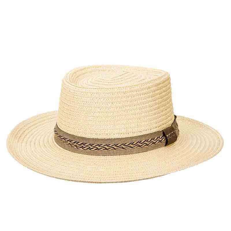 Polybraid Gambler Hat with Embroidered Band – Scala Hats Natural Medium