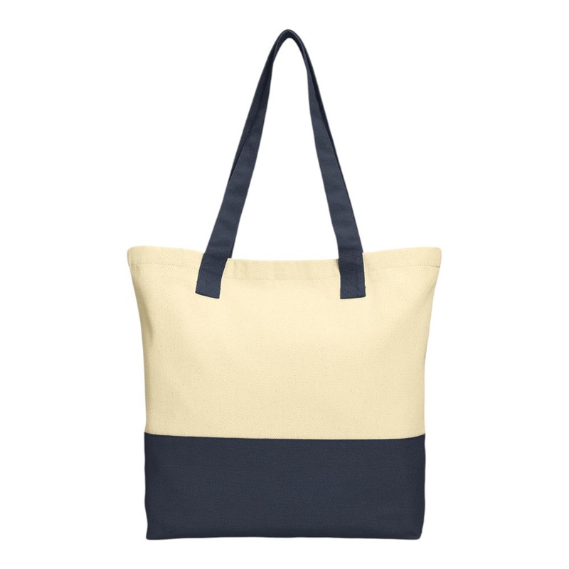 Port Authority BG414 Colorblock Cotton Tote Natural/ Black