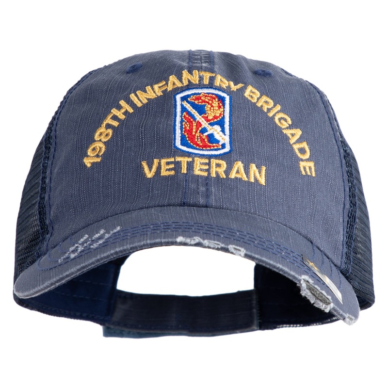 U.S. Army 198th Infantry Brigade Embroidered Low Profile Special Cotton Mesh Cap Navy One Size
