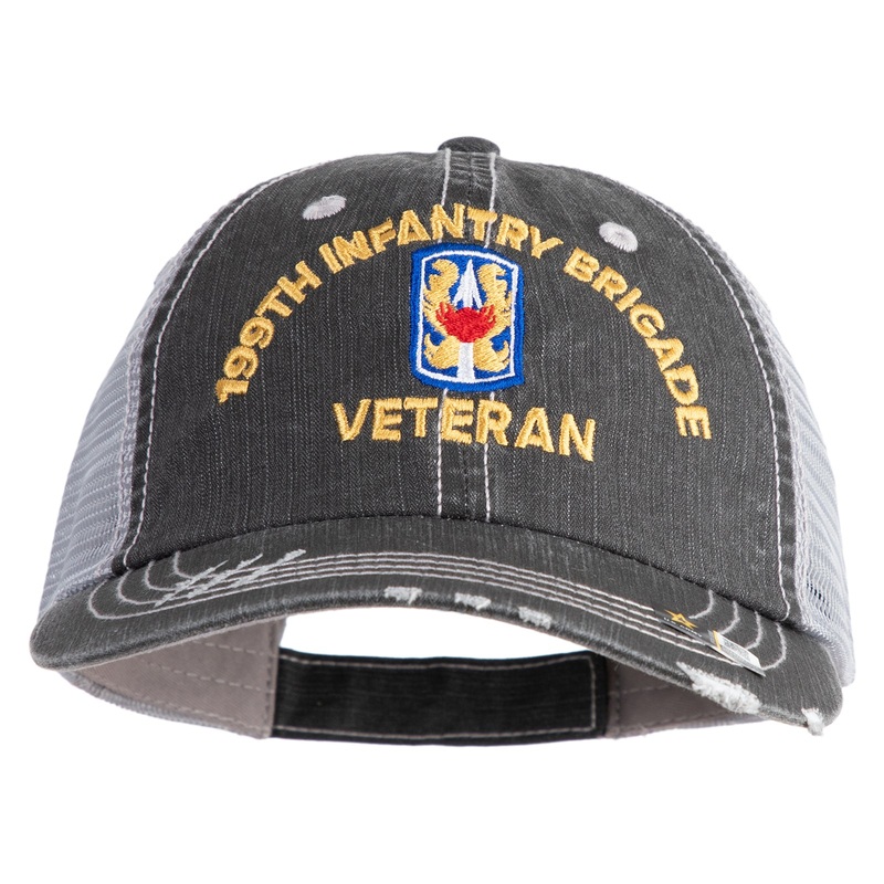 U.S. Army 199th Infantry Brigade Embroidered Low Profile Special Cotton Mesh Cap Black One Size